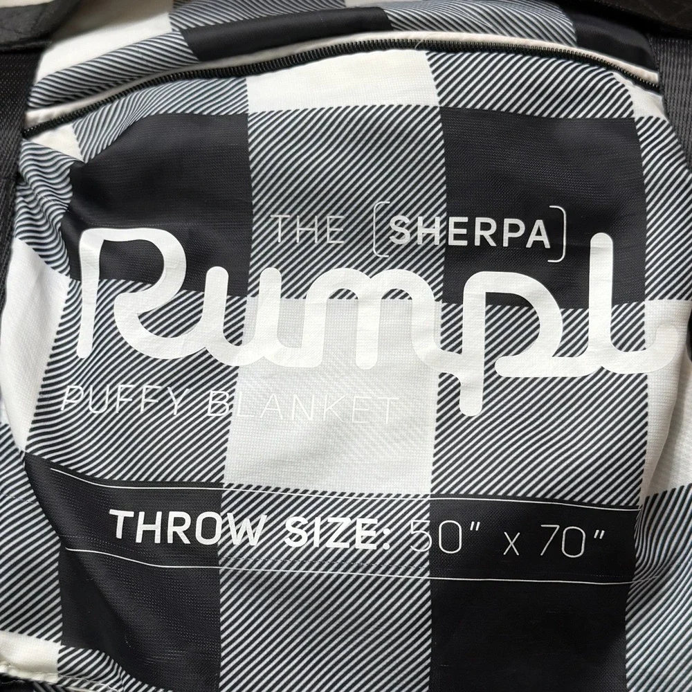 Rumpl The Sherpa Puffy Blanket Black & White Buffalo Plaid 50